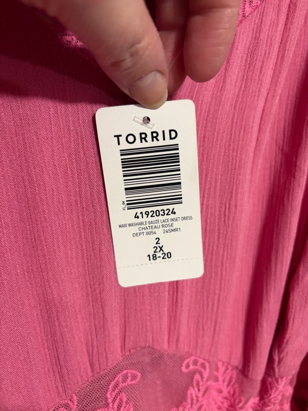 Torrid Pink Maxi Dress with Lace Waist Detail - Picture 2 of 2